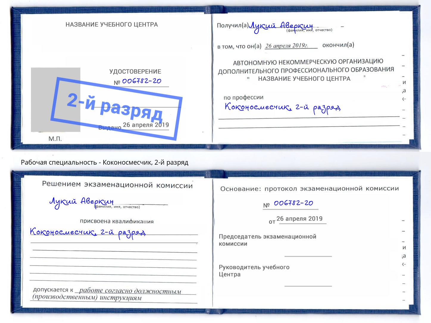 корочка 2-й разряд Коконосмесчик Владивосток